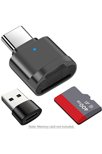 Choice قارئ بطاقات USB C أسود قطعتين يدعم بطاقة ذاكرة Micro/SD للهواتف المحمولة والكمبيوتر اللوحي والسيارة والمراقبة