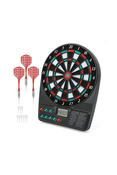 PROCART Mini Darts game with electronic display, 2-8 players, 3 darts, sound effects, 18x3x26 cm