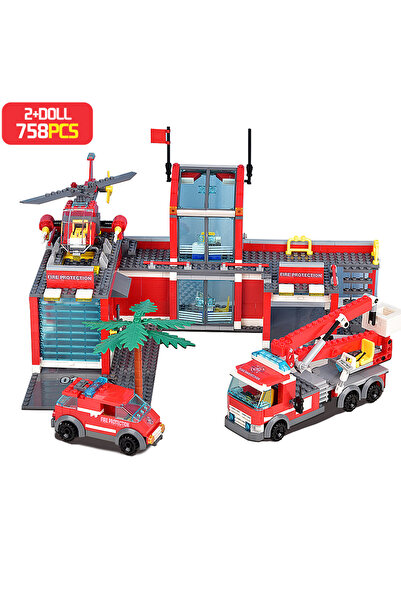 Choice مكعبات بناء نموذج محطة إطفاء من سلسلة Deep Sapphire M City، شاحنة إطفا...