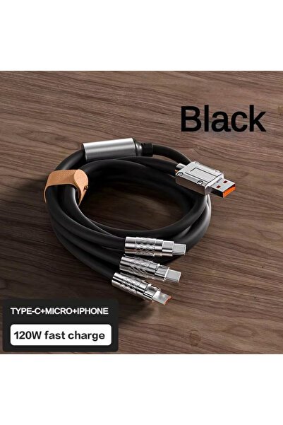 Choice كابل شحن سريع 3 في 1 من النوع C بقوة 120 واط 6 أمبير، أسود، بطول 1.2 م...
