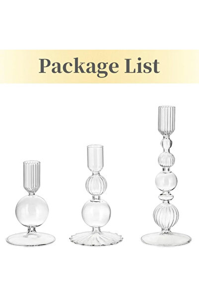 Choice Clear 3Pcs/set Glass Candle Holder Unique Tapered Flower Vase Candlestick Romantic Minimalist for Ta