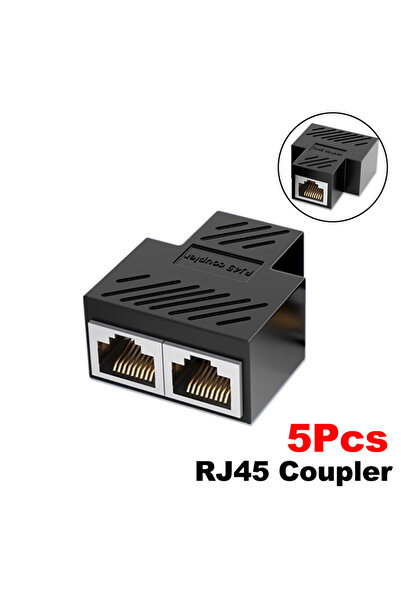 Choice 5Pcs RJ45 Coupler Cat6 Cat5e Ethernet Cable Extender Adapter 1 to 2 Dual Female RJ45 1000Mbps LAN In