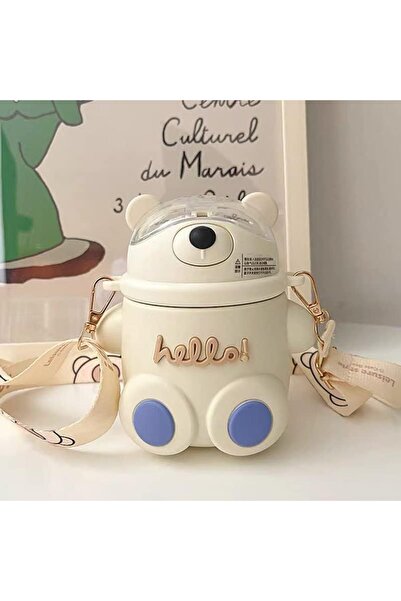 Hibobi Premium 500ml Hello Bear Water Bottle for Kids with Straw