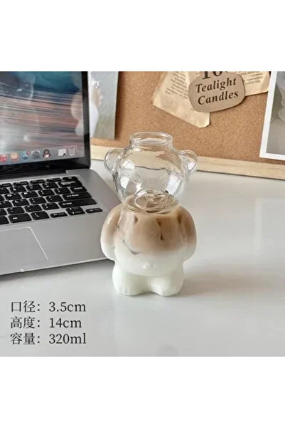 Choice كوب دب 320 مل كوب قهوة على شكل دب كرتوني كوب دب لطيف كوب زجاجي مع أكوا...