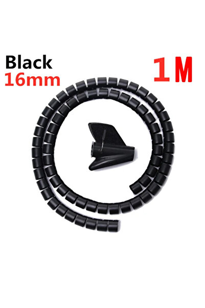 Choice 16mmx1m Black 2M/1M Flexible Spiral Cable Wire Protector Cable Organizer Computer Cord Protective Tu