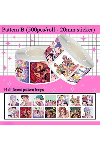 Choice1 20mm x 500pcs roll Pattern B 500pcs/roll Kpop Demon Hunter Stickers K...