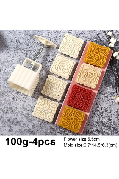 Choice 100 جرام 4 قطع S 1 مجموعة DIY قالب خبز كعكة القمر الصحافة اليدوية ختم ...
