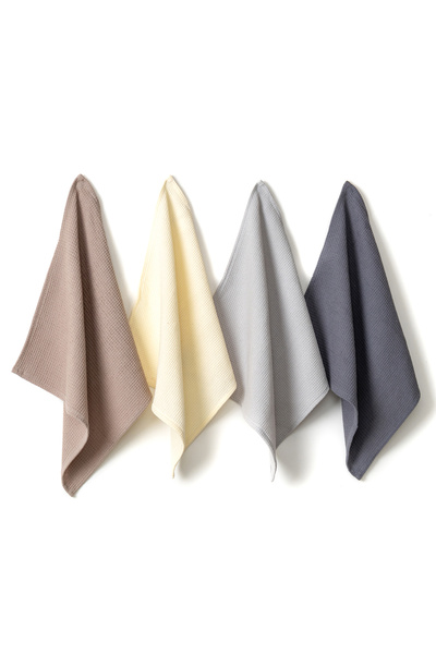 Choice 4 قطع 35 × 35 سم ألوان مختلطة 100% قطن منشفة مطبخ وافل ناعمة ومتينة قم...