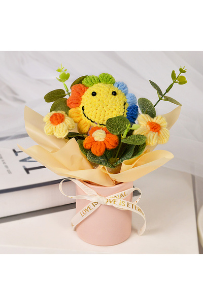 Choice مقاس واحد، باقة عباد الشمس الكروشيه المصنوعة يدويًا في صندوق هدايا، با...