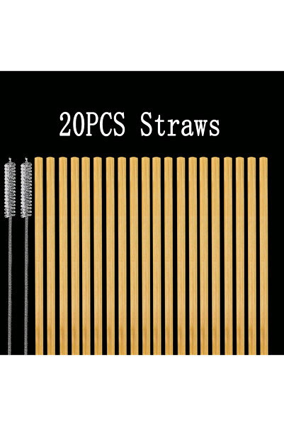 Choice 20 قطعة - 2 فرشاة ماصة شرب من الخيزران الطبيعي 7.8 بوصة ماصة صديقة للب...