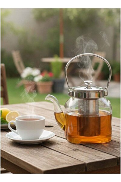 ALQANNAS 1.2L Glass Teapot | Heat-Resistant with Stainless Steel Infuser | Hi...