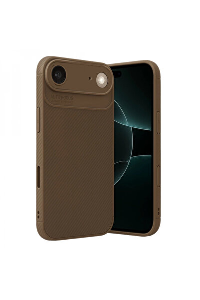 cenk x store غطاء كربون CPT83 لهاتف آيفون 17 إير مع تركيز تلقائي - بني