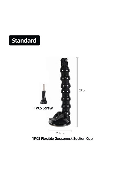 Choice حامل سيارة مرن قياسي مع قاعدة شفط على شكل عنق الإوزة لكاميرا GoPro مقا...