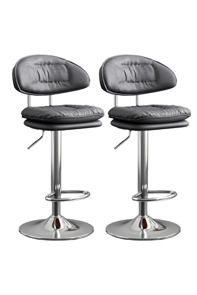 sharpdo 2PCS Bar Chair,High Back Small Round Stool, Comfortable Adjustable High Bar Chair with 360° Swivel