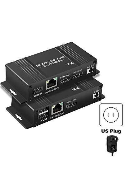 Choice موسع HDMI KVM أمريكي بطول 60 مترًا عبر Ethernet Cat5e/6 1080P كابل KVM...