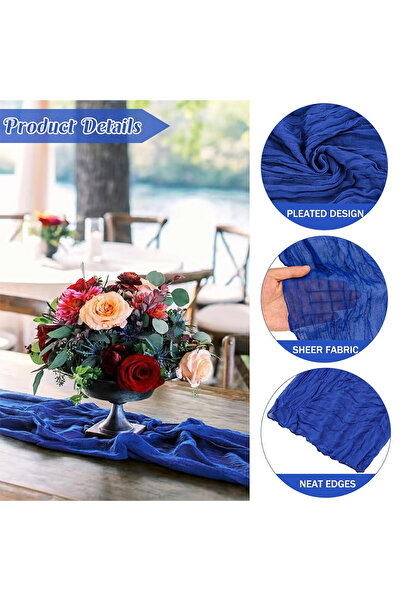 Choice مفرش طاولة من القماش القطني الأزرق الملكي مقاس 90×300 سم، من قماش جبن ...