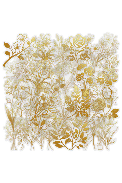 Choice 50 قطعة من ملصقات النباتات الذهبية الكرتونية الشفافة لأجهزة الكمبيوتر ...
