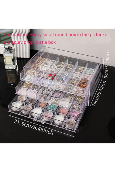 Choice 72 grids Nail art storage box, multi-layer drawer style jewelry, trans...
