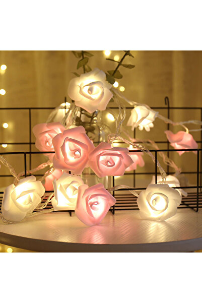 Choice وردي أبيض 3M 20 LED أضواء وردية متسلسلة تعمل بالبطارية إكليل زهور أضوا...