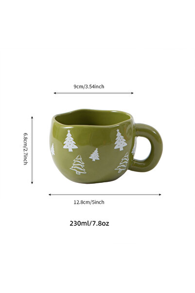 Choice كوب سيراميك عيد الميلاد مصنوع يدويًا بسعة 230 مل/7.8 أونصة، أخضر، قطعة...