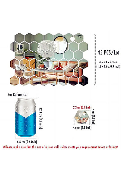 Choice 099-xs 45 قطعة ملصقات حائط سداسية الشكل لتزيين المنزل بنفسك ملصقات بلا...