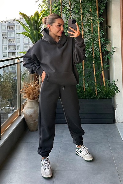 BayBayan ЖЕНСКИ 3-НИШЕН КАЗУАЛЕН ТРЕЙКСУИТ С КАПЮШОН И ВИСОКА ТАЛИЯ