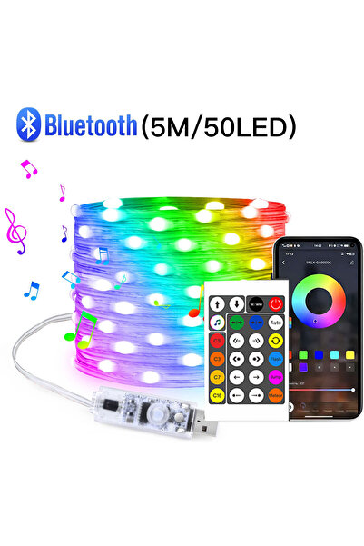 Choice 5 أمتار 50 مصباح LED 20 مترًا بلون الأحلام USB 5 فولت ضوء LED ستينج تطبيق موسيقى بلوتوث RGBIC أضواء خرافية قابلة للتوجيه