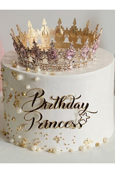 Choice 3 قطع ذهبية من زينة كعكة "أميرة عيد الميلاد" من مادة PMMA - ديكور حروف لحفلات أعياد الميلاد، لوازم الخبز