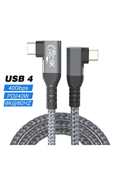 Choice 1m Double Elbow Thunderbolt4 Cable USB4 Elbow 90 Degree Angle Cable PD 240W 40Gbps Type-C Thunderbol