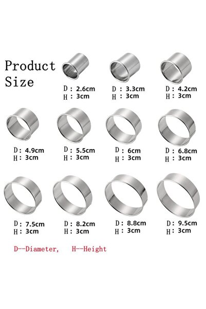 Choice مجموعة من 11 قطعة من قوالب البسكويت الدائرية المصنوعة من الفولاذ المقا...