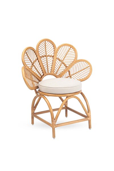 babilconcept Papatya Bambu Sandalye | Yıkanabilir Minderli | Bal Rengi