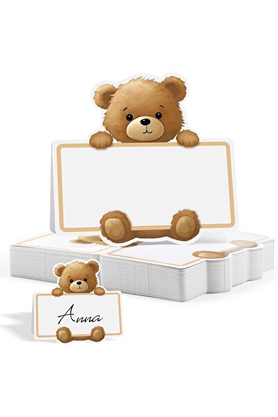 Choice 10 قطع بيضاء 10/25/50 قطعة بطاقة رقم جلوس الزفاف على الطاولة بنمط دب كرتوني لحفلات أعياد ميلاد الأطفال S