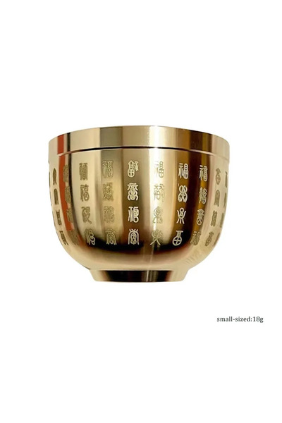 Choice وعاء فنغ شوي ذهبي على شكل بوق عيار 18 قيراطًا، يحمل مئة بركة، مصنوع بح...