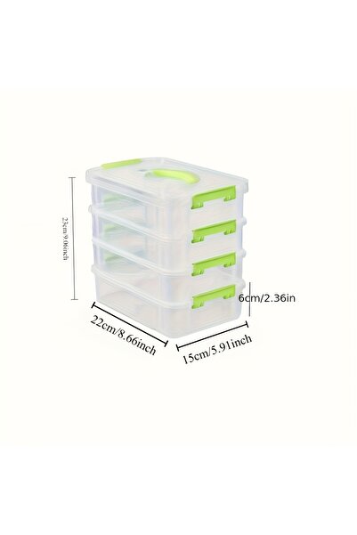 Choice light green 4-layer stackable transparent plastic storage box covers, partitioned drawer storage box