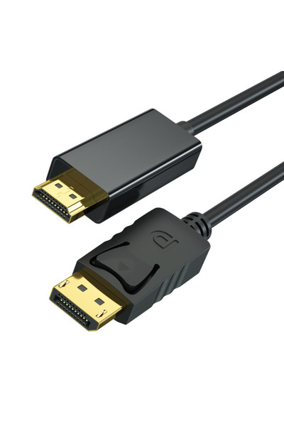 Kebidumei كابل DP DisplayPort إلى HDMI أسود بطول 1.8 متر، كابل صوت وفيديو متوافق مع HDMI من DisplayPort ذكر إلى ذكر F
