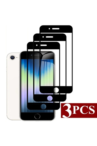 Choice3 3 قطع واقي شاشة أسود حرير لهاتف آيفون SE 2022، و3 قطع واقي شاشة أبيض ...