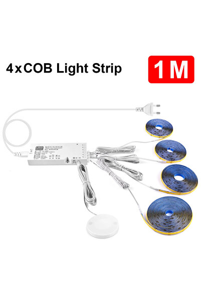 Choice مجموعة من 4 أشرطة LED COB LED قابلة للتعتيم بمقبس الاتحاد الأوروبي، شر...