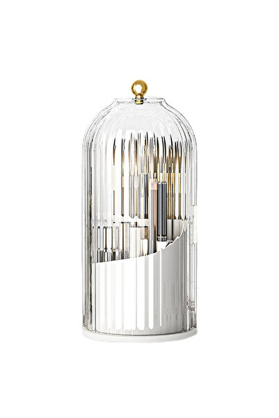 Choice حامل فرش المكياج الأبيض القابل للدوران 360 درجة مع غطاء مقاوم للغبار ب...