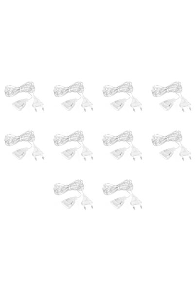 MOJOYCE كابل تمديد سلكي بمقبس EU x10 3M، كابل تمديد سلسلة إضاءة محمول، سلك تم...