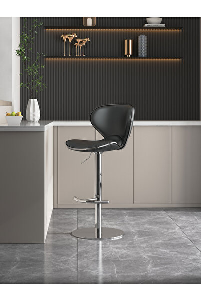 sharpdo 2-Piece Bar Stool Set, Nappa Leather High Back Bar Stool, Comfortable Adjustable High Bar Stool