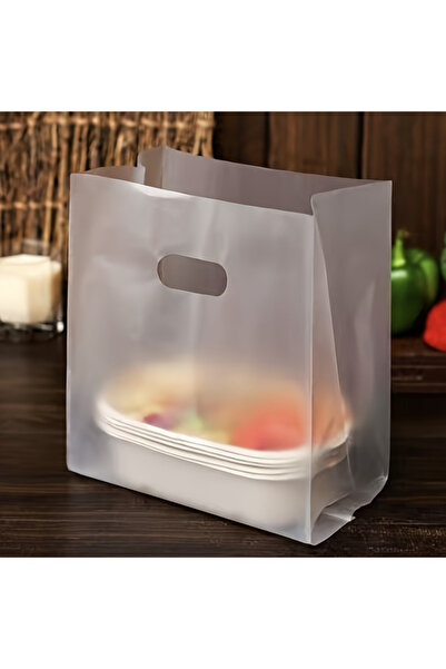 Choice 50 قطعة من أكياس الهدايا البلاستيكية الشفافة بمقابض - مثالية للسلطات والكعك والبيتزا والخبز والحلويات