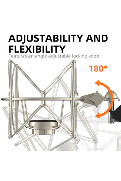 Choice U87 Microphone Shock Mount Adjustable Recording Mic Stand Metal Bracket Pod Condenser microphone ...