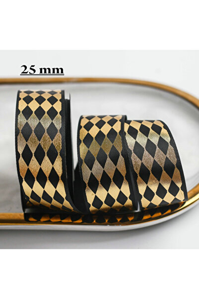 Choice 10 Yards Black Gold Ribbon-5 10 Yards/Roll Black Gold Ribbon 22mm Gilded Ribbons For Bow Gift Wrappi