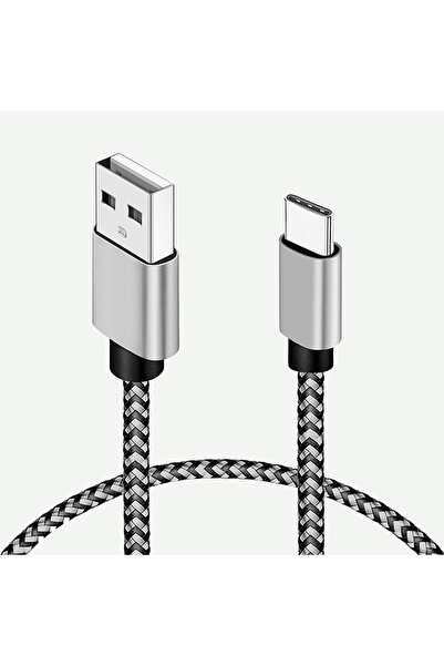 Choice كابلات USB A إلى Type C المضفرة من النايلون الأبيض بطول 2 متر، 2.4 أمب...