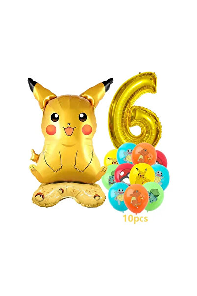 Choice عبوة واحدة من 6 بالونات بوكيمون واقفة على شكل شخصية كرتونية بيكاتشو سك...