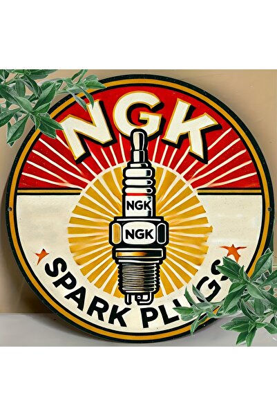 Miniso علامة NGK دائرية مقاس 20×20 سم [علامة NGK فريدة] شمعات احتراق NGK قطعة واحدة، 8×8 بوصات (20×20 سم) لافتة معدنية من الألومنيوم | مستديرة