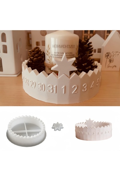 Choice 1 set Advent Calendar Silicone Mold - Countdown Candle Holder & Plaster Decor, DIY Craft Supplies...