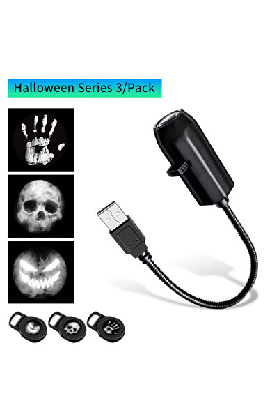 GGBEE Halloween 3 Films Newest Halloween/Christmas/Planet Theme Mini USB Projection Lamp Atmosphere Light