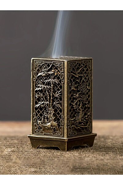 Choice شمعدان عطري أنيق على الطراز الصيني، مربع الشكل، موقد معدني منزلي، للعلاج بالروائح العطرية