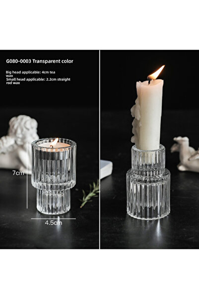 Choice حامل شموع صغير مكون من 3 أعمدة مصنوع من الزجاج الشفاف لتصميم الطاولة والشمعدانات والديكور المنزلي.